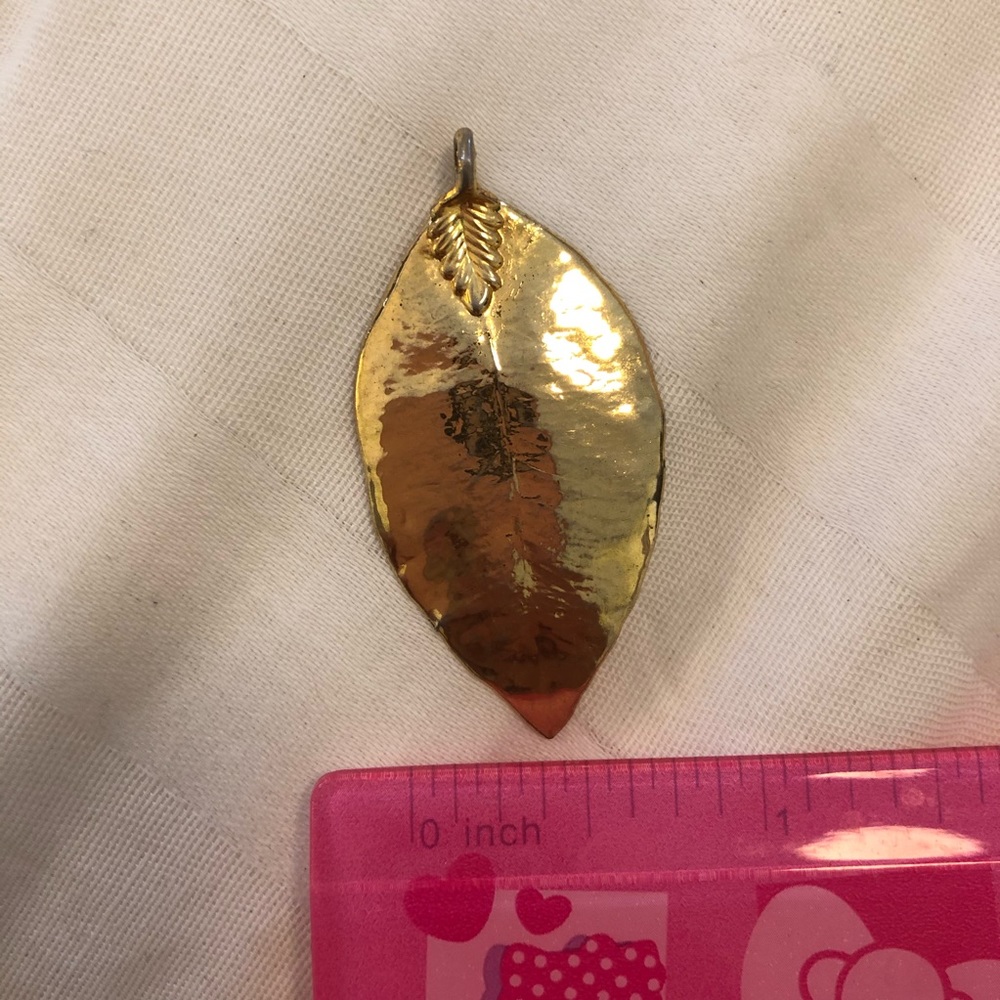 Gold Dipped Leaf Pendant - image 5